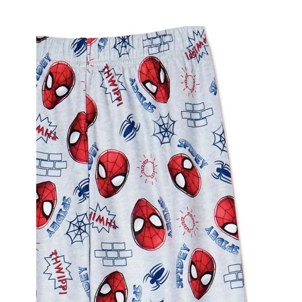Marvel Spider-Man Boys Pajama Set Coat Style Sz 8 Wall Crawler Fleece Sleepwear‎